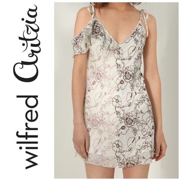 Wilfred by Aritzia, Lelaina Slip Mini Dress, floral Cream Ruffle, size XS, EUC - Picture 1 of 14